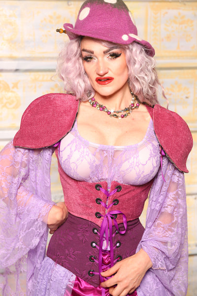 Cropped Vixen w/Detachable Pauldron Shoulders in Pomegranate Upholstery - "Woke Up & Chose Violets" Collection