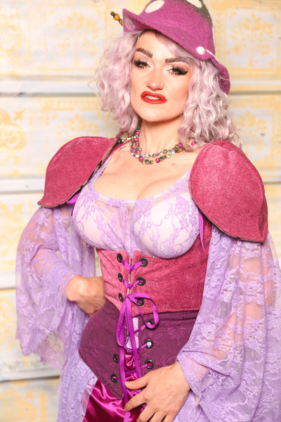 Cropped Vixen w/Detachable Pauldron Shoulders in Pomegranate Upholstery - "Woke Up & Chose Violets" Collection