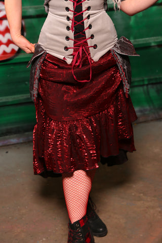 Swoon Skirt w/ Ruffle in Crimson Shimmer - The "Belsnickel's Beauty" Collection