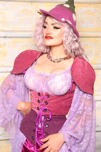 Cropped Vixen w/Detachable Pauldron Shoulders in Pomegranate Upholstery - "Woke Up & Chose Violets" Collection