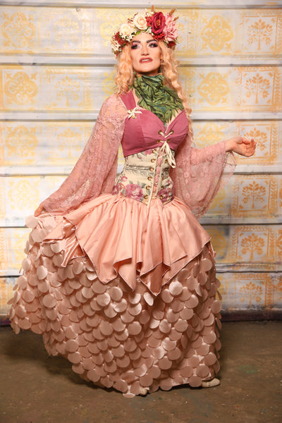 Mini Fairy Skirt in Light Blush Pink Reverse Satin - The "Peony Petals" Collection