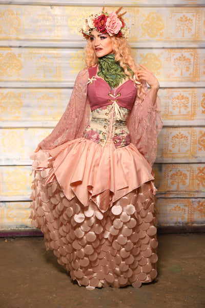 Mini Fairy Skirt in Light Blush Pink Reverse Satin - The "Peony Petals" Collection