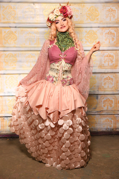 Mini Fairy Skirt in Light Blush Pink Reverse Satin - The "Peony Petals" Collection