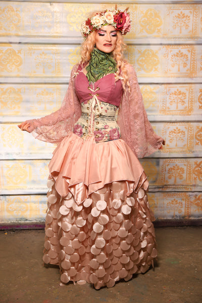 Mini Fairy Skirt in Light Blush Pink Reverse Satin - The "Peony Petals" Collection