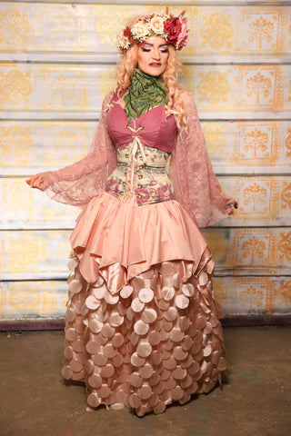 Mini Fairy Skirt in Light Blush Pink Reverse Satin - The "Peony Petals" Collection