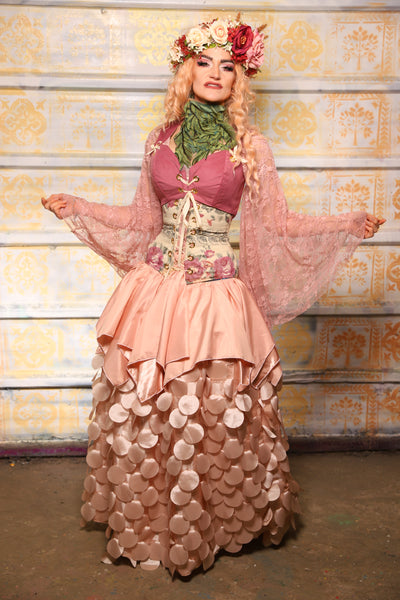 Mini Fairy Skirt in Light Blush Pink Reverse Satin - The "Peony Petals" Collection
