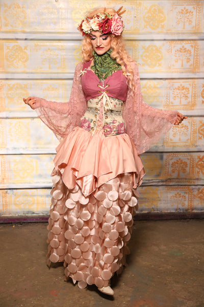 Mini Fairy Skirt in Light Blush Pink Reverse Satin - The "Peony Petals" Collection
