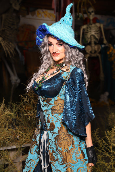Classic Blouse w/Leaf Sleeves in Dark Sapphire Crushed Shimmer - The Prismatic Potion Collection