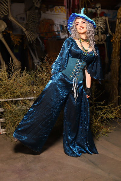 15. *CUSTOM LENGTH* Palazzo Pants *MUST leave outseam length at check out* in Dark Sapphire Crushed Shimmer - The Prismatic Potion Collection