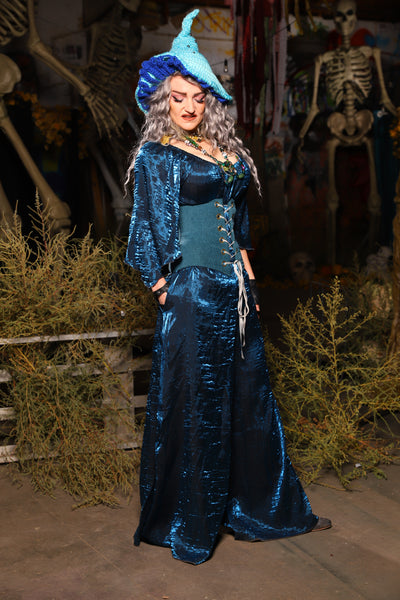 15. *CUSTOM LENGTH* Palazzo Pants *MUST leave outseam length at check out* in Dark Sapphire Crushed Shimmer - The Prismatic Potion Collection