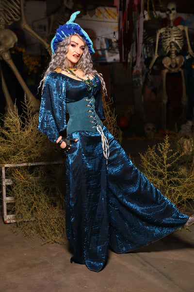 15. *CUSTOM LENGTH* Palazzo Pants *MUST leave outseam length at check out* in Dark Sapphire Crushed Shimmer - The Prismatic Potion Collection
