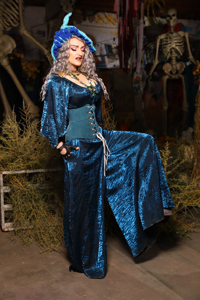 15. *CUSTOM LENGTH* Palazzo Pants *MUST leave outseam length at check out* in Dark Sapphire Crushed Shimmer - The Prismatic Potion Collection