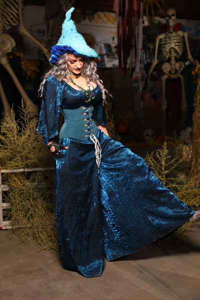 15. *CUSTOM LENGTH* Palazzo Pants *MUST leave outseam length at check out* in Dark Sapphire Crushed Shimmer - The Prismatic Potion Collection