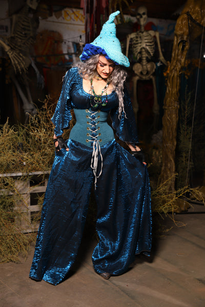 15. *CUSTOM LENGTH* Palazzo Pants *MUST leave outseam length at check out* in Dark Sapphire Crushed Shimmer - The Prismatic Potion Collection