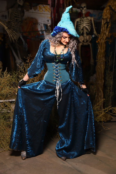 15. *CUSTOM LENGTH* Palazzo Pants *MUST leave outseam length at check out* in Dark Sapphire Crushed Shimmer - The Prismatic Potion Collection