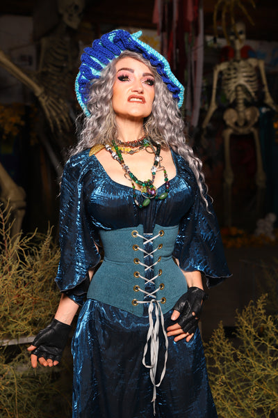 Classic Blouse w/Leaf Sleeves in Dark Sapphire Crushed Shimmer - The Prismatic Potion Collection