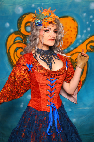 Maiden Petite Corset in Orange Basketweave - The "Wanders & Wayfinders" Collection
