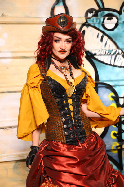 02. Buccaneer Overbust Corset in Beaver Basketweave - The Bucc Stops Here! Collection