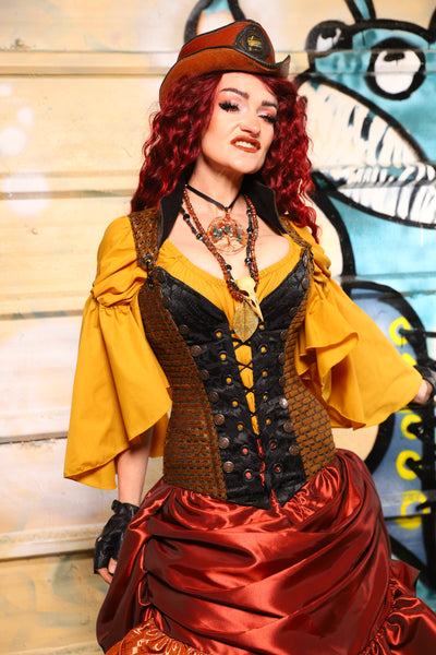 02. Buccaneer Overbust Corset in Beaver Basketweave - The Bucc Stops Here! Collection