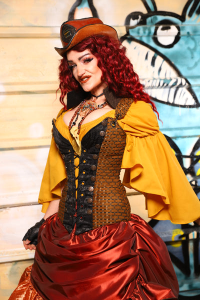 02. Buccaneer Overbust Corset in Beaver Basketweave - The Bucc Stops Here! Collection