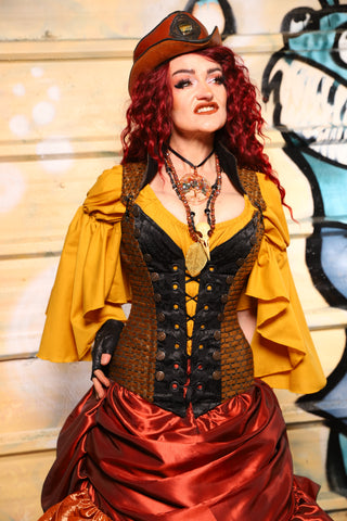 02. Buccaneer Overbust Corset in Beaver Basketweave - The Bucc Stops Here! Collection
