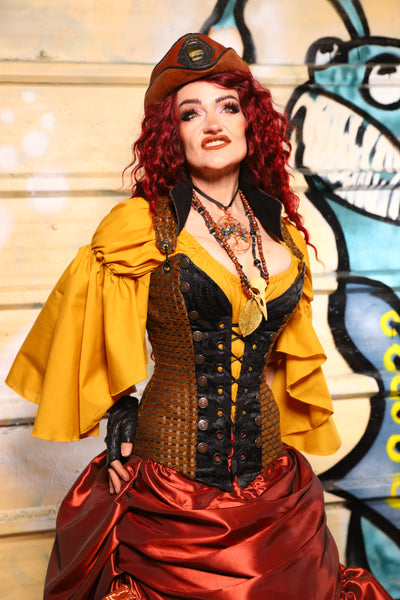 02. Buccaneer Overbust Corset in Beaver Basketweave - The Bucc Stops Here! Collection
