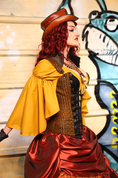 02. Buccaneer Overbust Corset in Beaver Basketweave - The Bucc Stops Here! Collection
