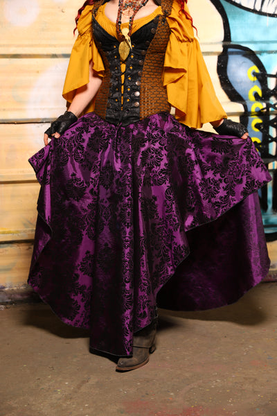 14. Crescent Skirt in Royal Plum & Black Filigree - The Bucc Stops Here! Collection