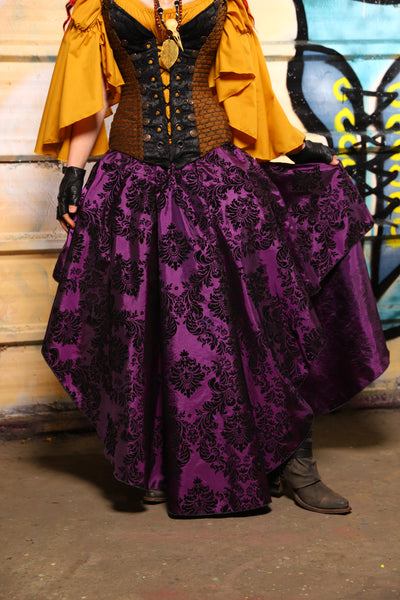 14. Crescent Skirt in Royal Plum & Black Filigree - The Bucc Stops Here! Collection