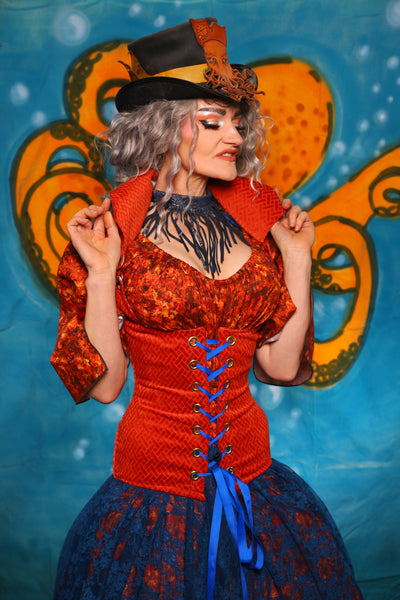 Keyhole Corset in Orange Basketweave - The "Wanders & Wayfinders" Collection