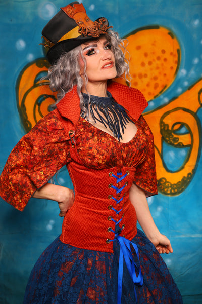 Keyhole Corset in Orange Basketweave - The "Wanders & Wayfinders" Collection