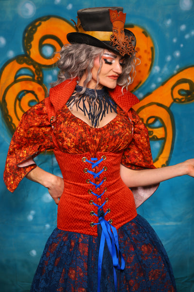 Keyhole Corset in Orange Basketweave - The "Wanders & Wayfinders" Collection