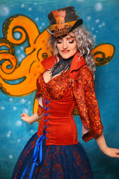 Keyhole Corset in Orange Basketweave - The "Wanders & Wayfinders" Collection