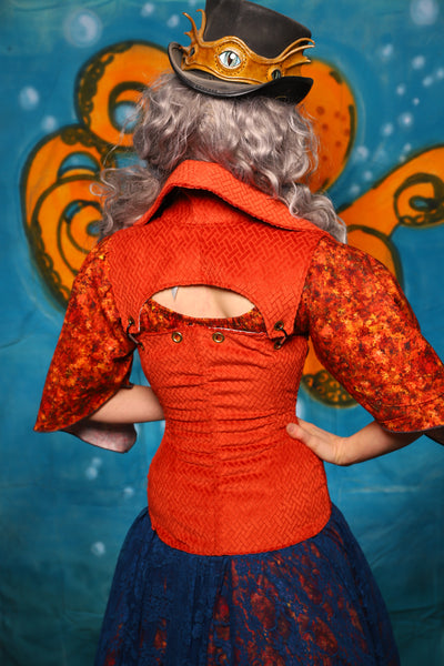 Keyhole Corset in Orange Basketweave - The "Wanders & Wayfinders" Collection