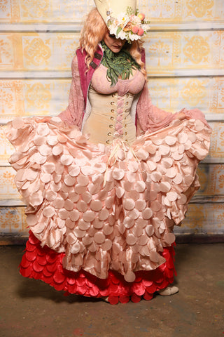 Crescent Skirt w/ruffle in Pearl Petals - The "Peony Petals" Collection