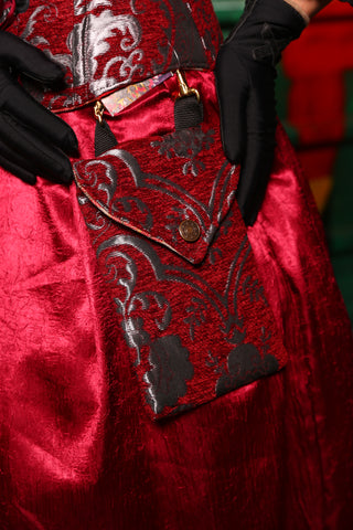 Set of Utility Pockets in Crimson and Silver Medallion - The "Belsnickel's Beauty" Collection