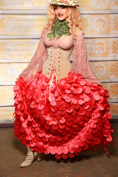 Tulip Skirt in Coral Petals - The "Peony Petals" Collection