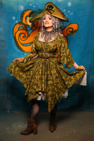 Fairy Dress in Mossy Foliage Cotton - The "Wanders & Wayfinders" Collection