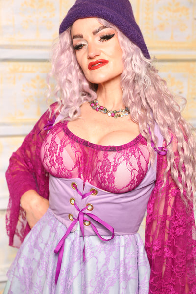 Cropped Vixen w/Detachable Pauldron Shoulders in Solid Lilac Velvet - "Woke Up & Chose Violets" Collection