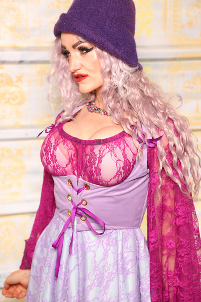 Cropped Vixen w/Detachable Pauldron Shoulders in Solid Lilac Velvet - "Woke Up & Chose Violets" Collection