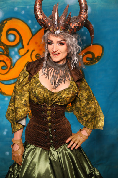 Keyhole Corset in Cocoa Basketweave - The "Wanders & Wayfinders" Collection