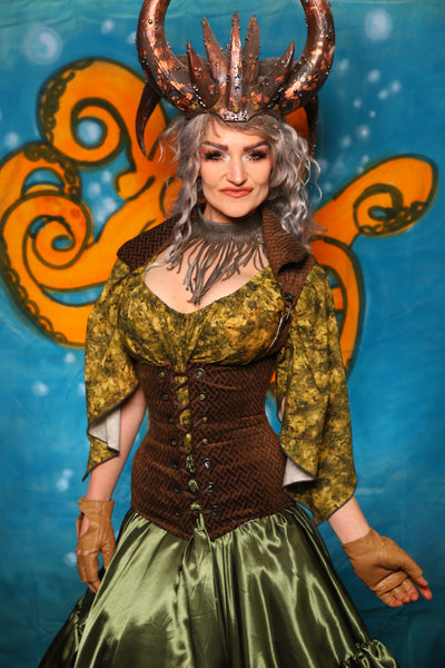 Keyhole Corset in Cocoa Basketweave - The "Wanders & Wayfinders" Collection