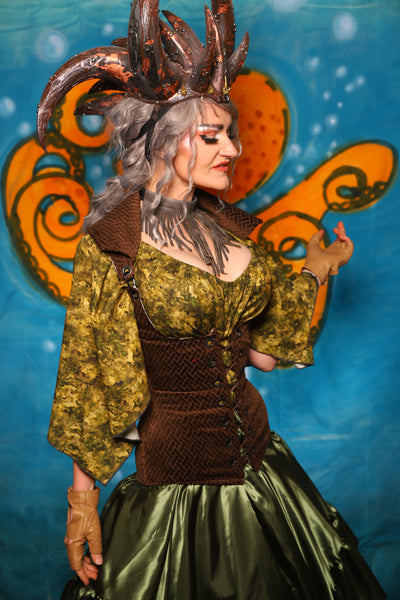 Keyhole Corset in Cocoa Basketweave - The "Wanders & Wayfinders" Collection
