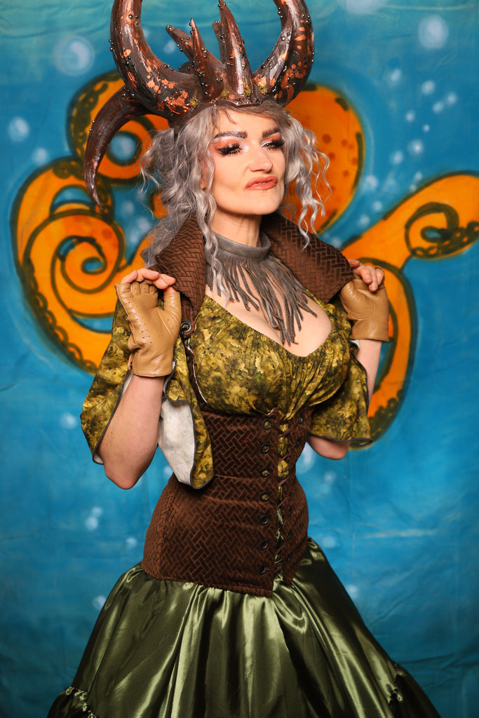 Keyhole Corset in Cocoa Basketweave - The "Wanders & Wayfinders" Collection