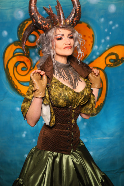 Keyhole Corset in Cocoa Basketweave - The "Wanders & Wayfinders" Collection