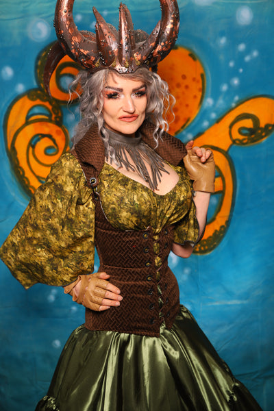 Keyhole Corset in Cocoa Basketweave - The "Wanders & Wayfinders" Collection