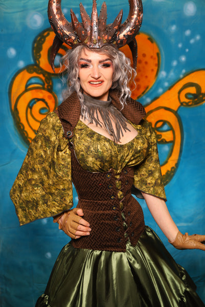 Keyhole Corset in Cocoa Basketweave - The "Wanders & Wayfinders" Collection