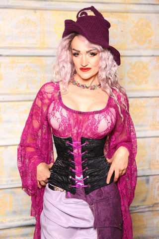 Petite Wench Corset in Black Tendrils - "Woke Up & Chose Violets" Collection