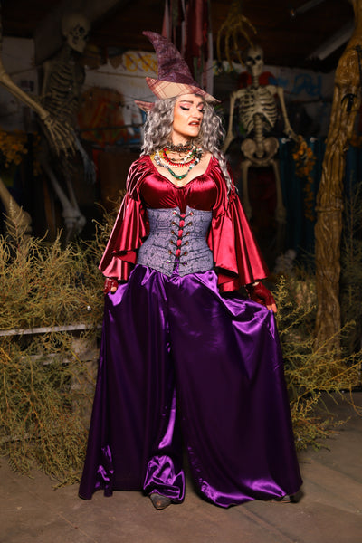 19. *CUSTOM LENGTH* Palazzo Pants *MUST leave outseam length at check out* in Grape Satin - The Prismatic Potion Collection
