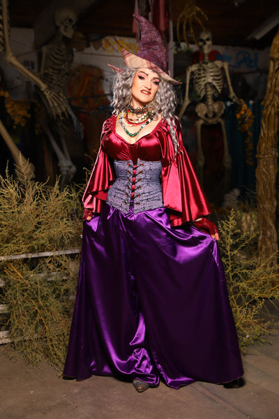 19. *CUSTOM LENGTH* Palazzo Pants *MUST leave outseam length at check out* in Grape Satin - The Prismatic Potion Collection